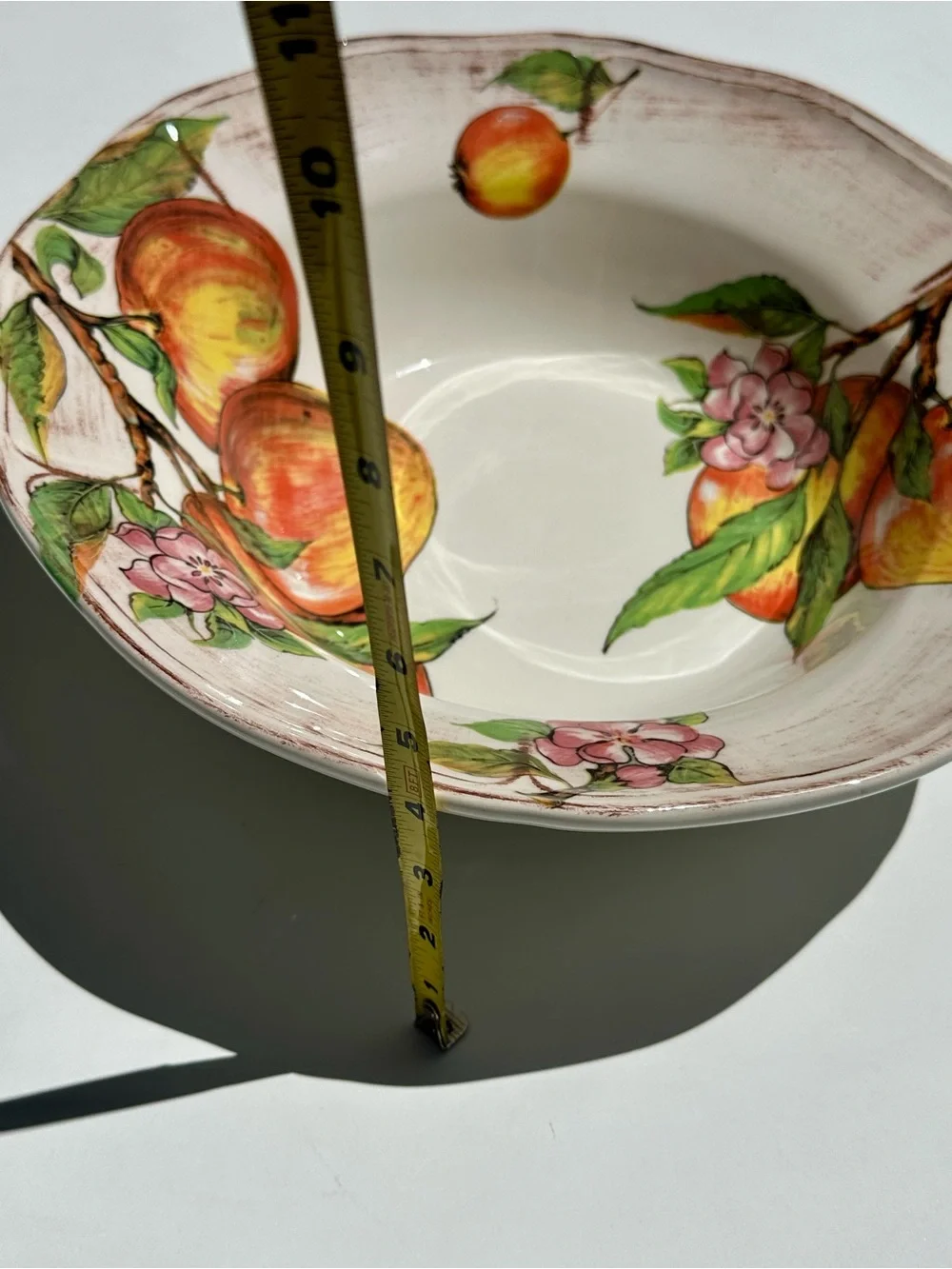 Sur La Table Salad Pasta Italian Apple Hand-Painted Ceramic Bowl Orange Green